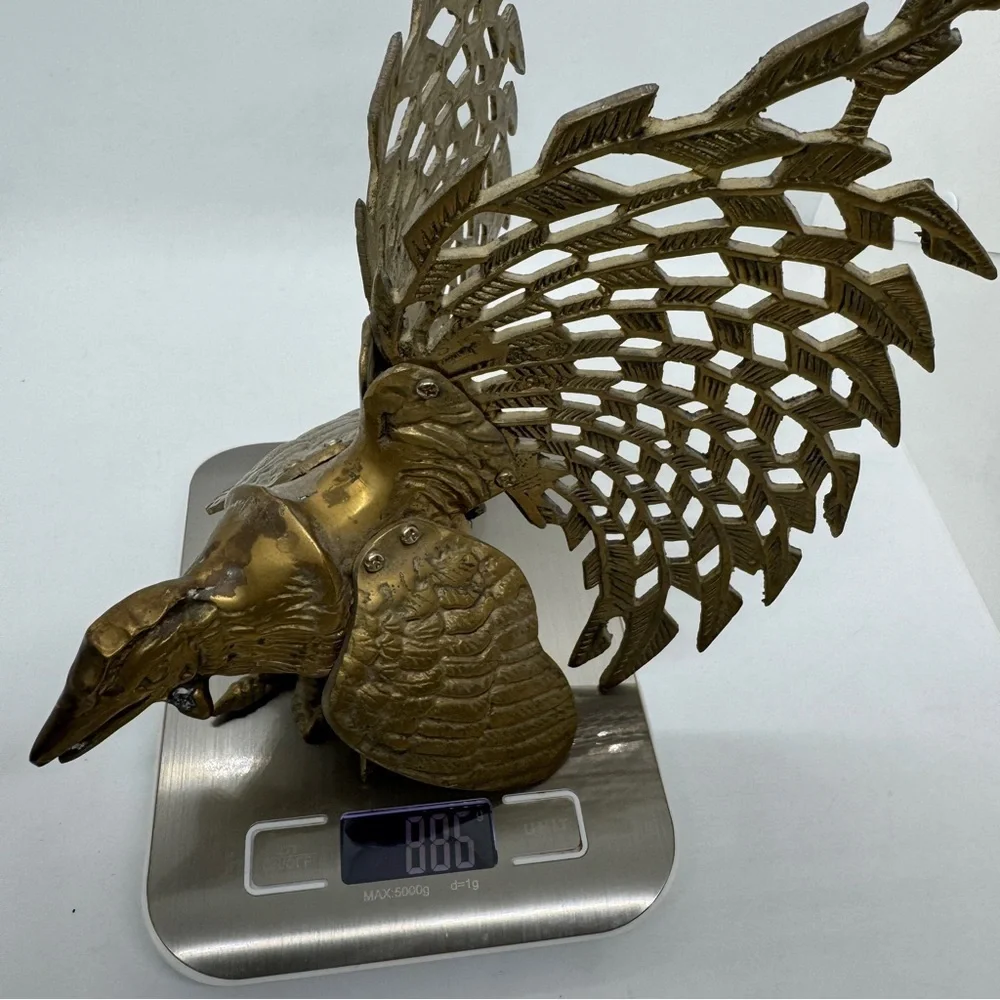 Vintage Brass Fighting Birds Statue Pair - Picture 11 of 11